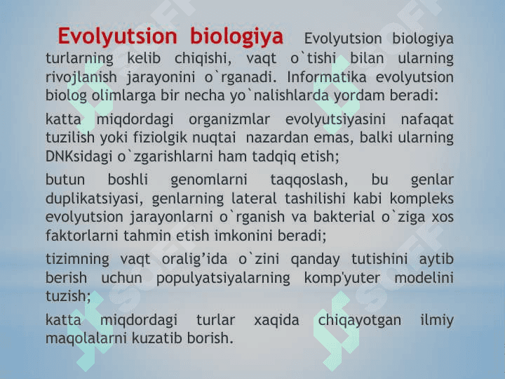 Evolyutsion biologiya. Biologik xilma-hillikni baholash 7