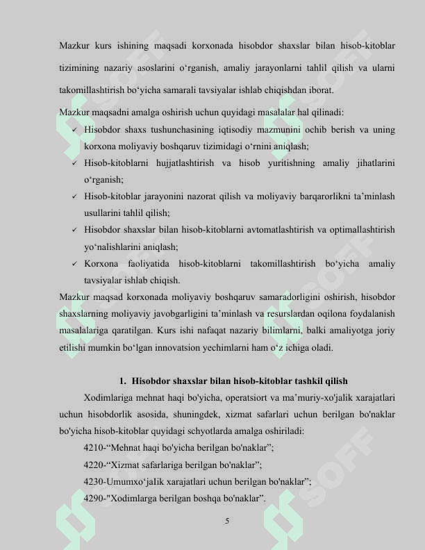 Korxonada hisobdor shaxslar bilan hisob-kitoblar hisobi 5