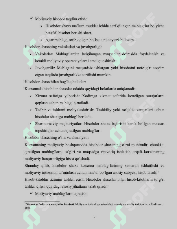 Korxonada hisobdor shaxslar bilan hisob-kitoblar hisobi 7