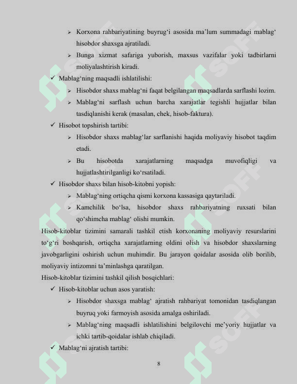 Korxonada hisobdor shaxslar bilan hisob-kitoblar hisobi 8