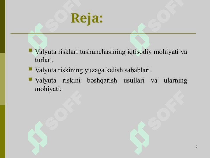 Xalqaro moliya munosabatlarida valyuta risklarini boshqarish 2