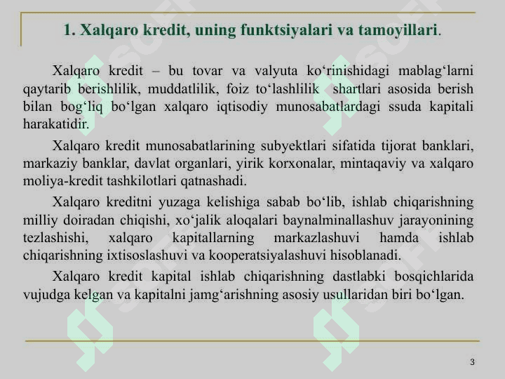 Xalqaro kredit va investitsiya munosabatlarining rivojlanishi 3