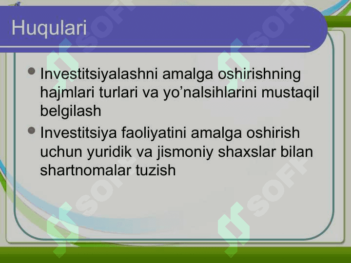 O`zbekiston Respublikasiga xorijiy investitsiyalarni jalb qilishning huquqiy asoslari 5