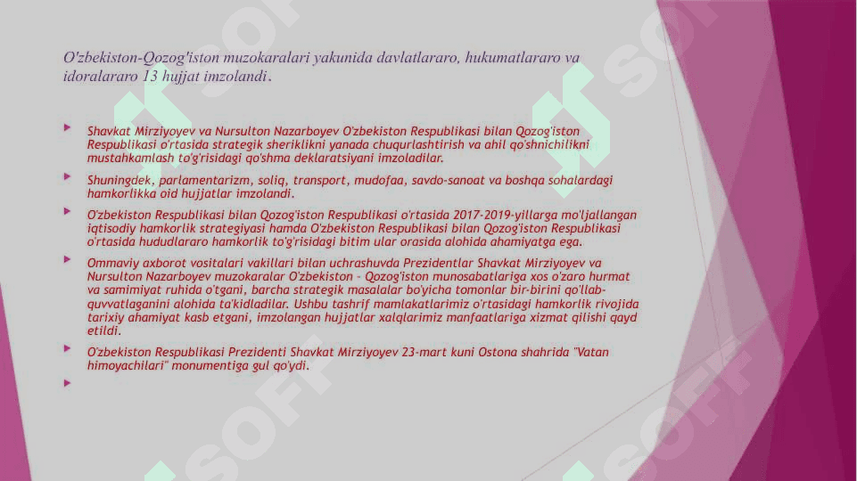 O’Zbekiston respublikasi prezidenti shavkat mirziyoyevning 2018 yildagi ichki va tashqi tashriflari 6