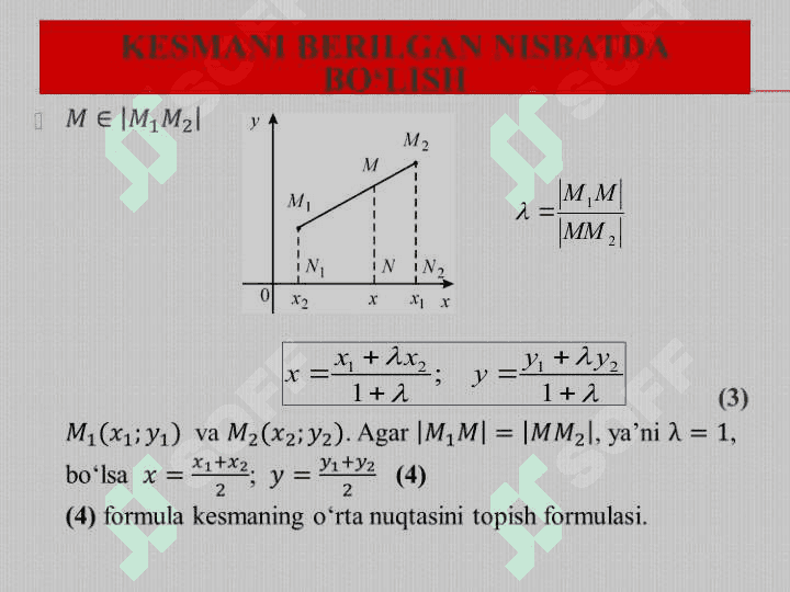Tekislikda koordinatalar sistemasi. Ikki toʻgʻri chiziq orasidagi burchak. Toʻgʻri  chiziqning parallellik va perpendikulyarlik alomatlari. Nuqtadan toʻgʻri chiziqgacha masofa. 5