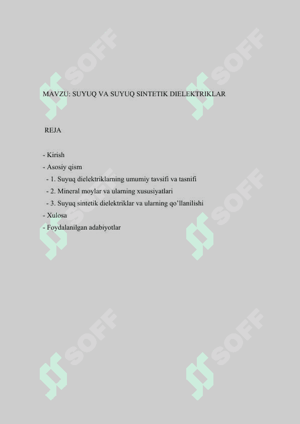SUYUQ VA SUYUQ SINTETIK DIELEKTRIKLAR 2
