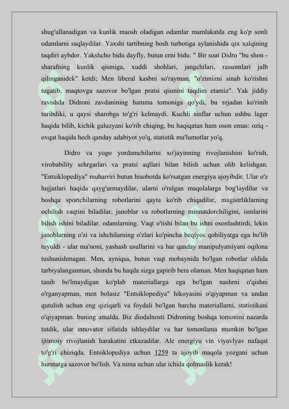 DENI DIDRO ENSKLOPEDIYASIDA TARIXIY TAFFAKUR 3