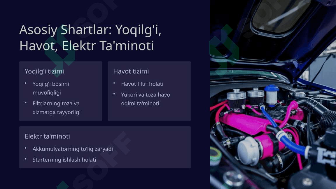 Ichki Yonuv Dvigatelini Ishga Tushirish Sharoitlari Slayd 2