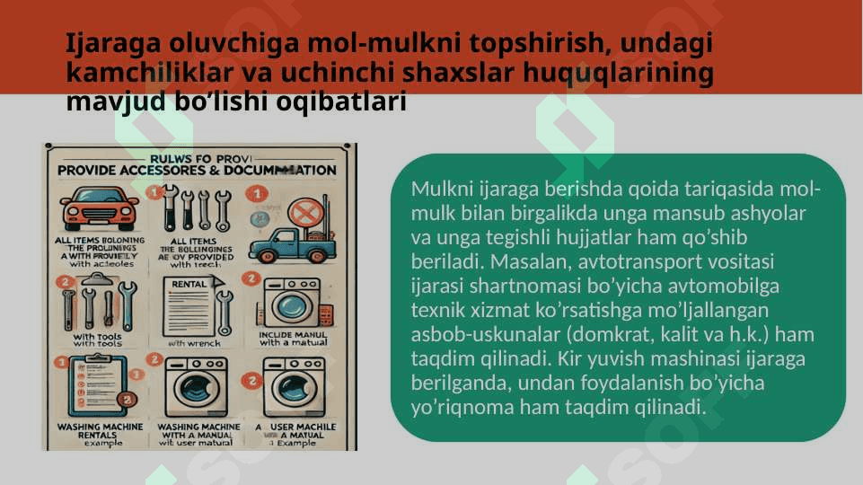 Mulk ijarasi shartnomasi va uning turlari. Tekin foydalanish. 8