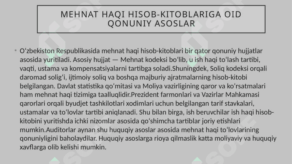 Mehnat haqi bo’yicha hisob-kitoblar auditi 6