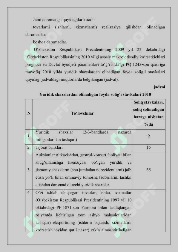 YURIDIK SHAXSLARDAN UNDIRILADIGAN SOLIQLAR VA YIG'IMLAR TARKIBI 4