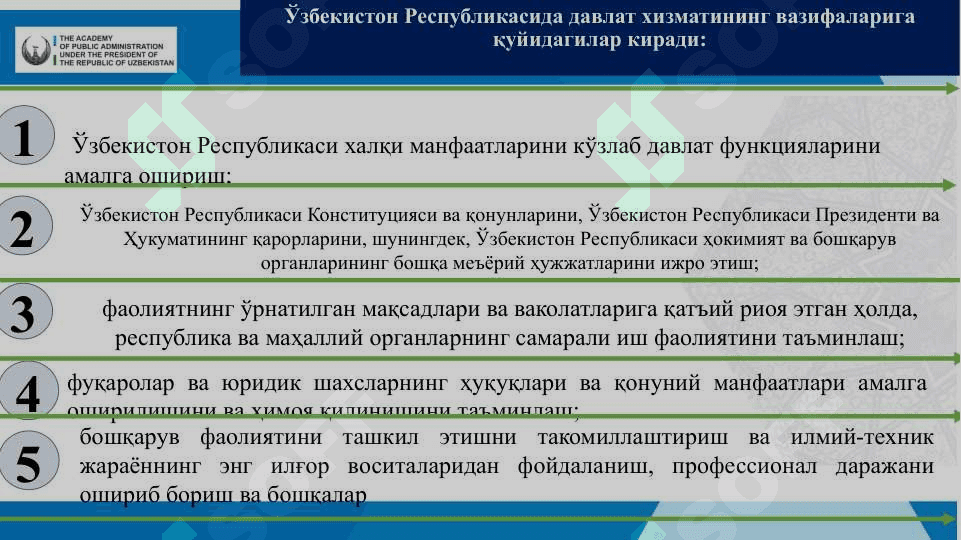 Давлат хизмати. Давлат хизматчилари – маъмурий ҳуқуқ субъекти сифатида 4
