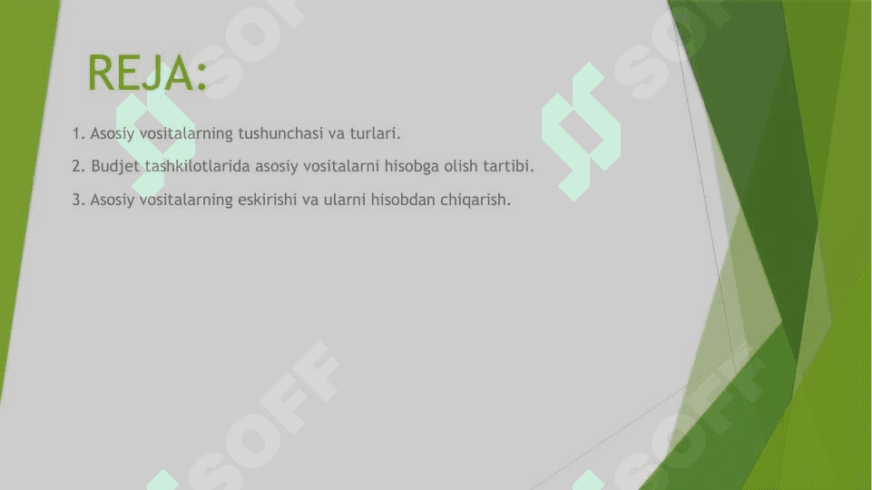 Budjet tashkilotlarida asosiy vositalar. 2