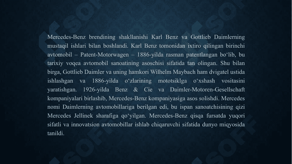 Mavzu: Mercedes benz yaratilish tarixi va istiqbollari. 4