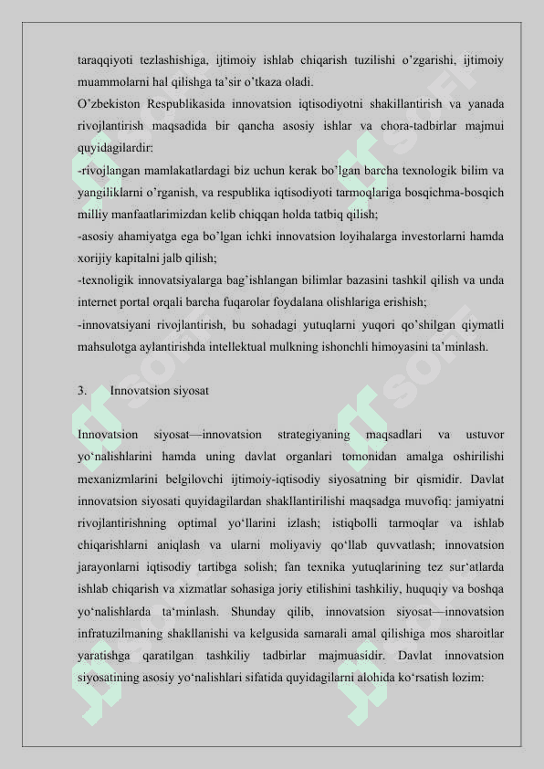 INNOVATSIYALARNING SOHALAR BO`YICHA TURLARI 6