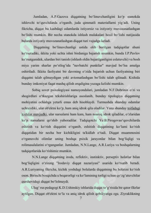 Diqqat potologiyasi 7