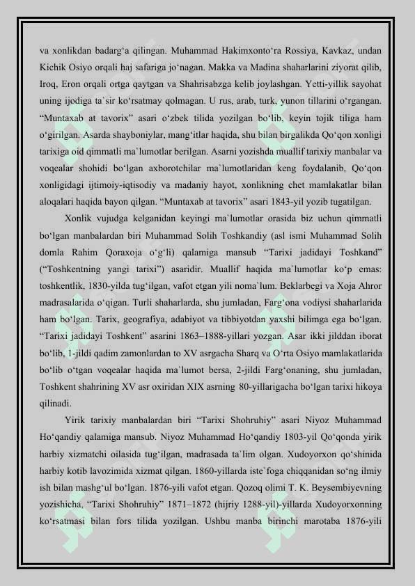 Mustaqillik yillarida Qo‘qon xonligi tarixining o‘rganilishi” mavzusida referat tayyorlash. 4