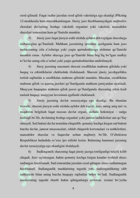 Jazo tayinlashning umumiy asoslari (Kurs ishi) 6