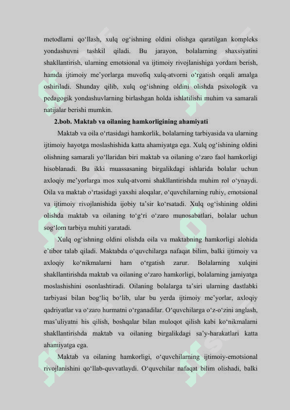 Xulq og‘ishning oldini olishda maktab va oilaning hamkorligi mustaqil ish 6