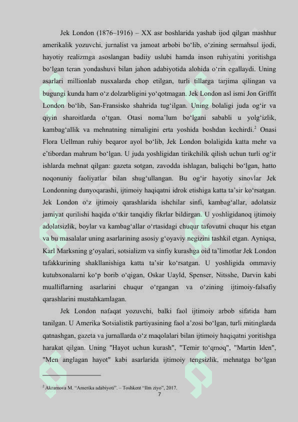 Jek Londonning Men anglagan hayot asarida hayot haqida qarashlar tasviri 7