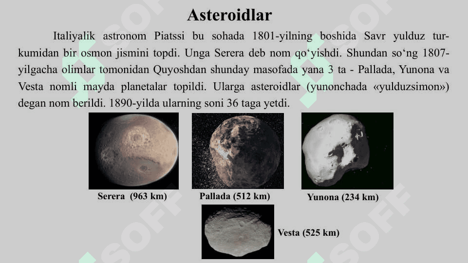 Asteroidlar va Mitti Planetlar 5