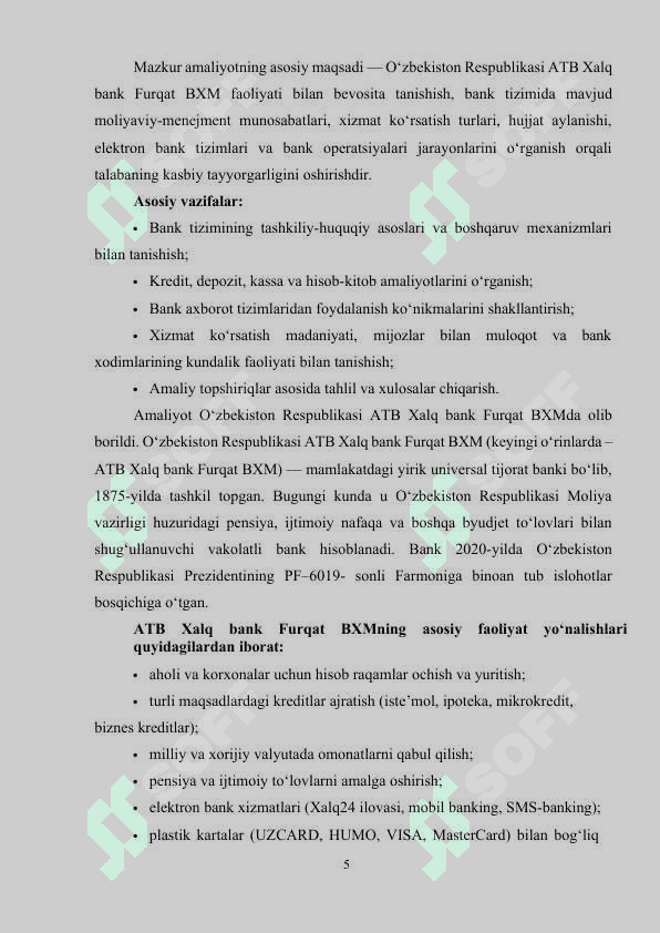 Amaliyot hisoboti 5