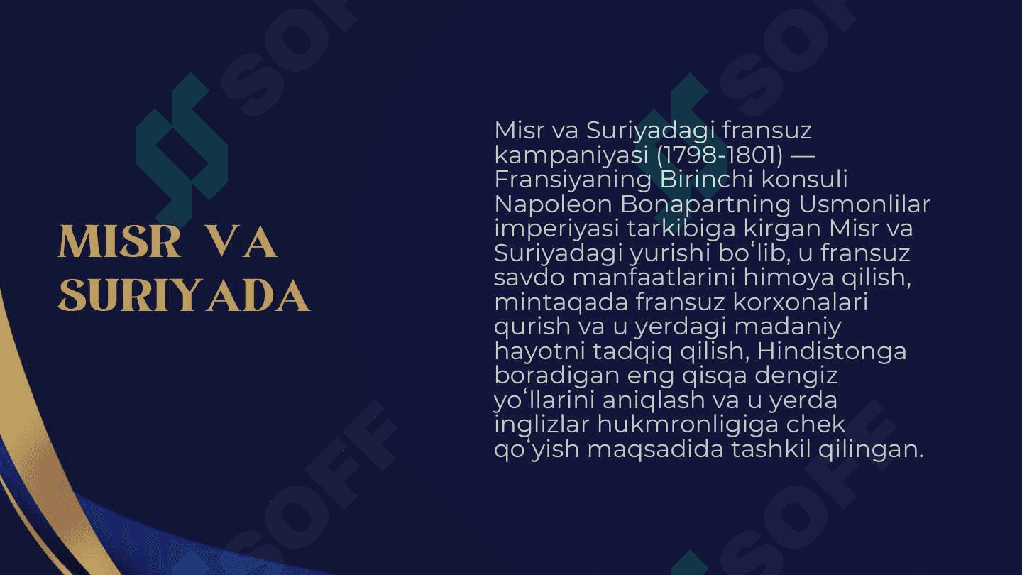 NAPOLEON BONAPARTNING MISR VA SURIYAGA UYUSHTIRGAN HARBIY EKSPEDITSIYASI 2