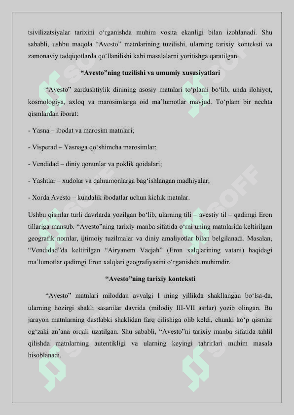 “Avesto” tarixiy  manba sifatida” mavzusida maqola tayyorlash 25 3