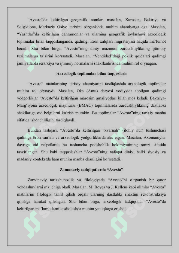 “Avesto” tarixiy  manba sifatida” mavzusida maqola tayyorlash 25 4