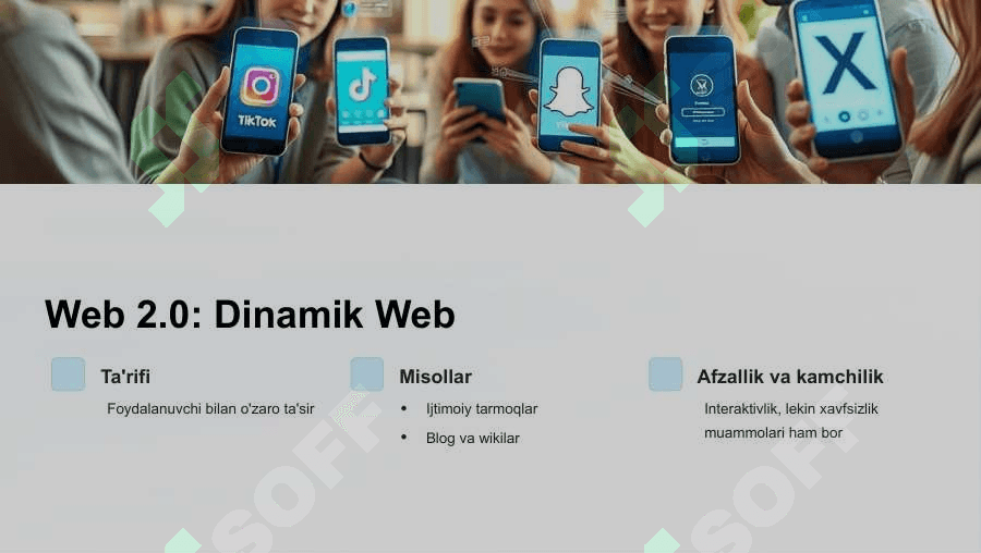 Web texnologiya turlari  (Web1, Web2). Web sayt yaratish  texnologiyasi 4