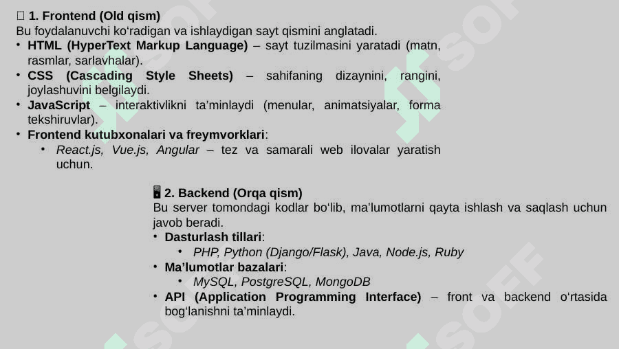 Web texnologiya turlari  (Web1, Web2). Web sayt yaratish  texnologiyasi 8