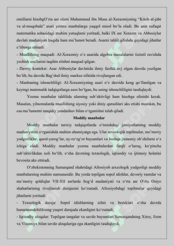 Tarixiy manbalar va ularning asosiy turlari 25 2