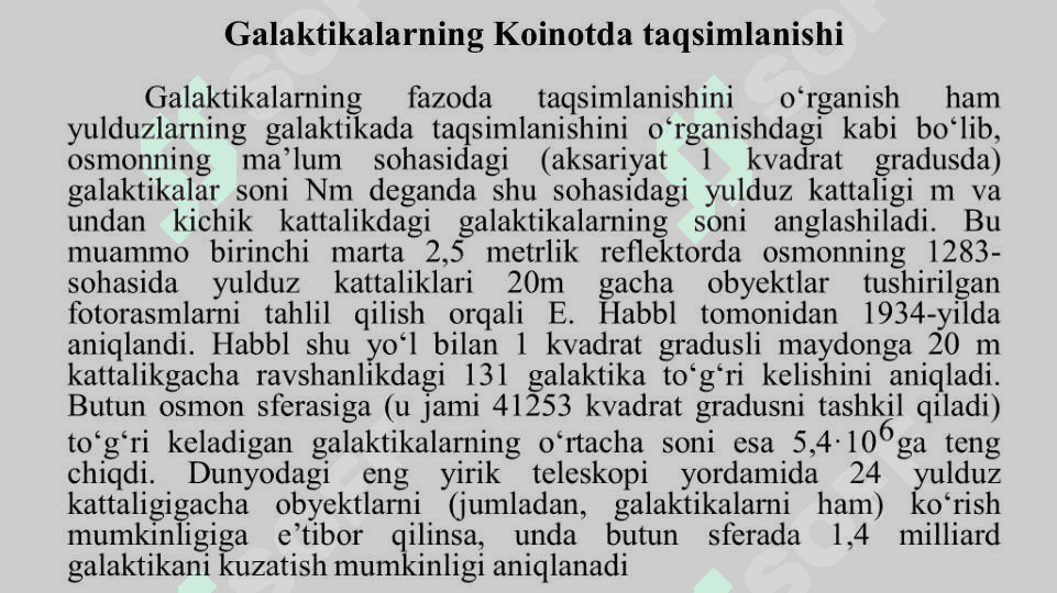 Galaktikalarning Koinotda Taqsimlanishi 3