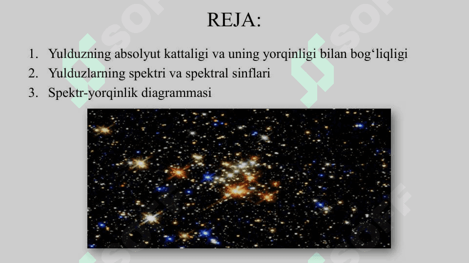 Yulduzlarning Spektrlari va Spektral Sinflari 2