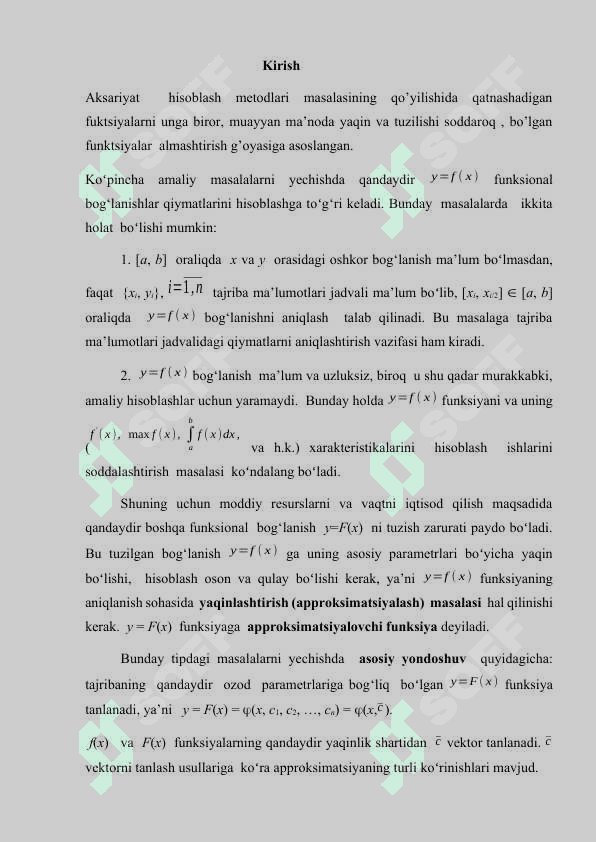 Bessel interpolyatsion fomulasi. KURS ISHI 2