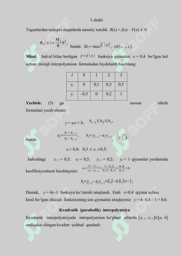 Bessel interpolyatsion fomulasi. KURS ISHI 6