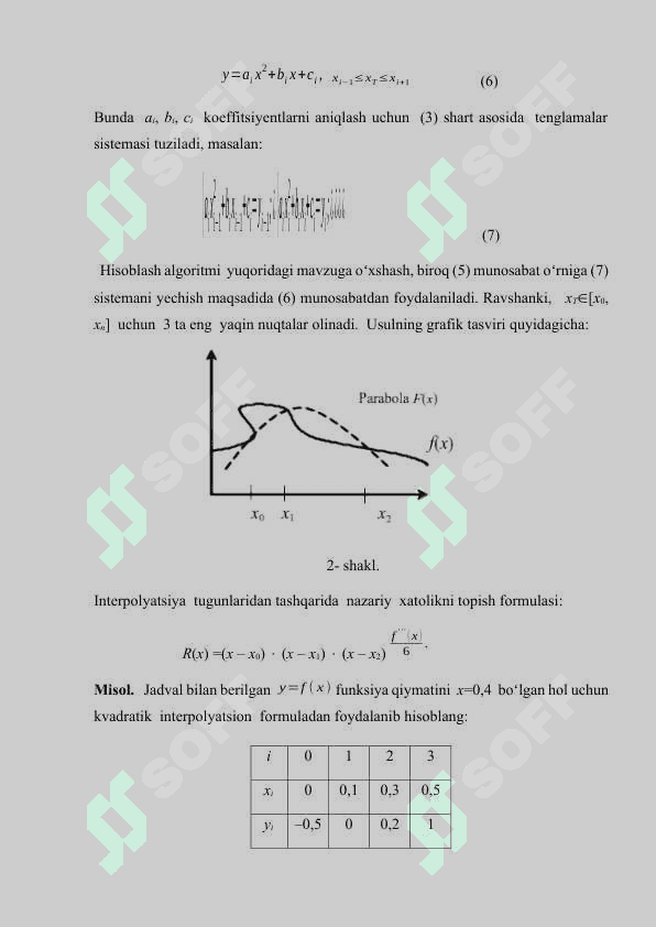 Bessel interpolyatsion fomulasi. KURS ISHI 7