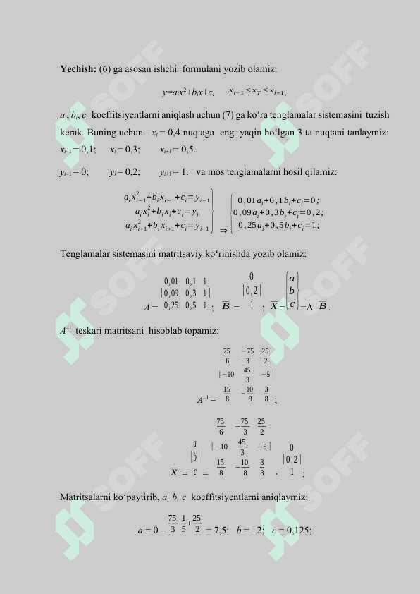 Bessel interpolyatsion fomulasi. KURS ISHI 8