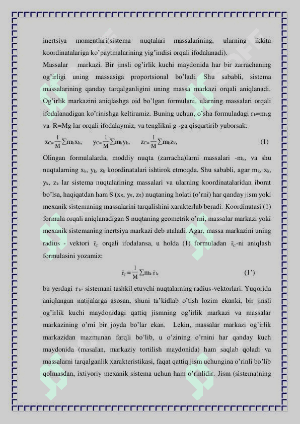 Ortiqcha koordinatali mexanik sistema harakat TENGLAMALARI 5