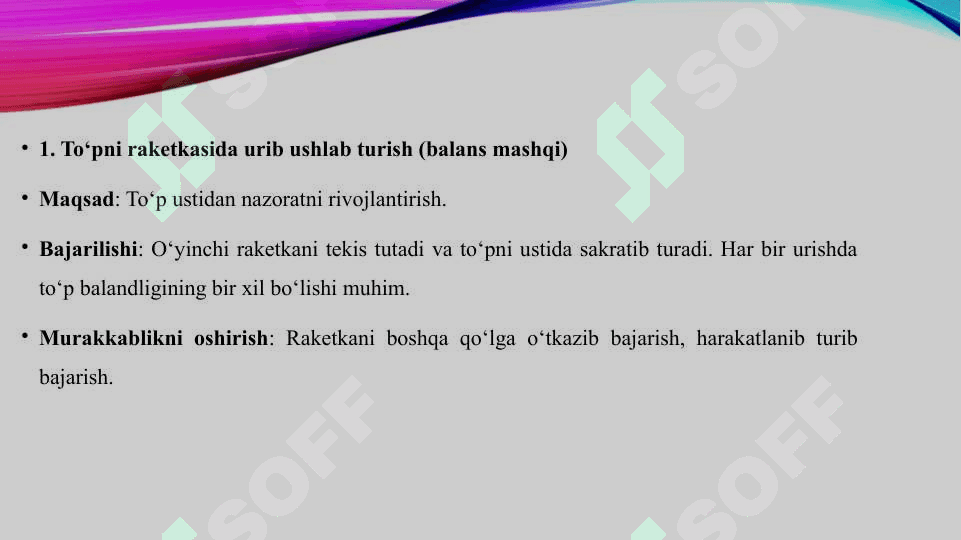 Stol tennisi.To'plar bilan maxsus mashqlar 3