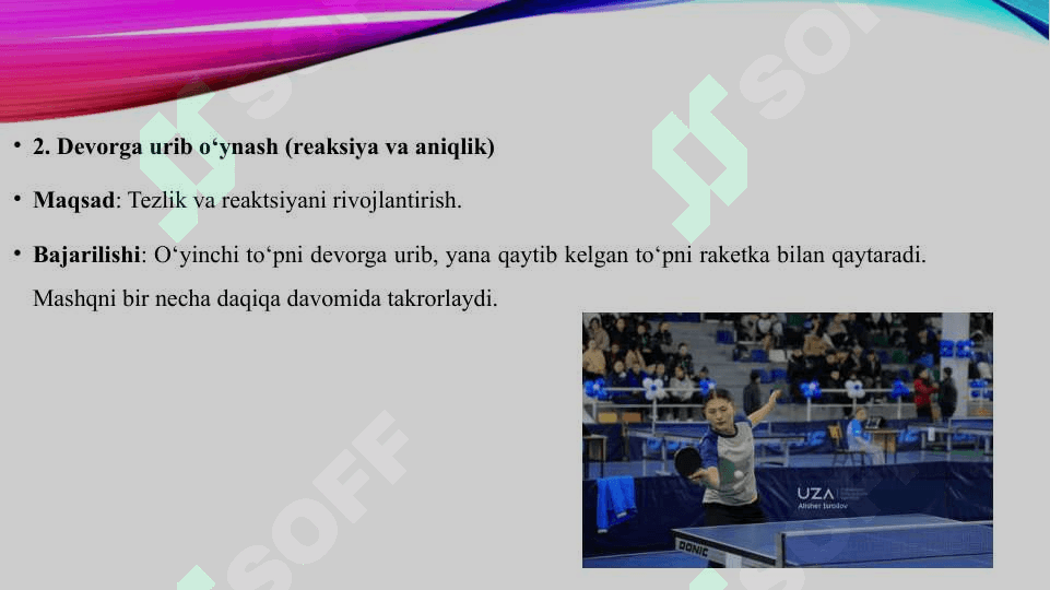 Stol tennisi.To'plar bilan maxsus mashqlar 4