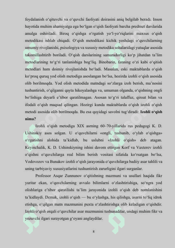 Boshlang‘ich sinfda xalq og‘zaki ijodi ustida ishlash metodikasi 8