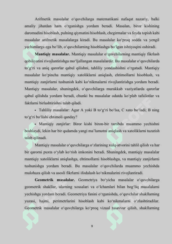 Matematik masalalar yechishda loyihaviy yondashuv 8