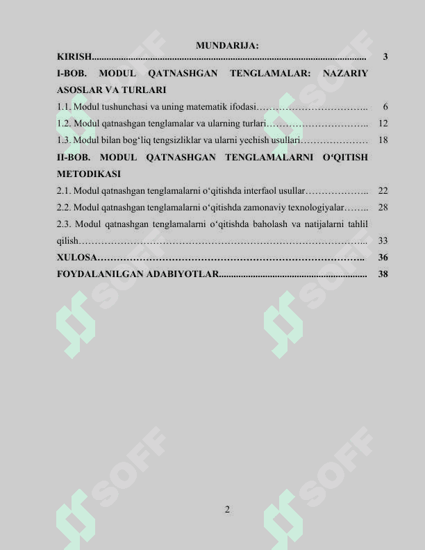 Modul qatnashgan tenglamalarni oʻqitish metodikasi 2