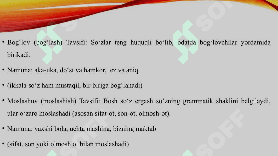 Soʻz birikmalaridagi sintaktik aloqa turlari 4