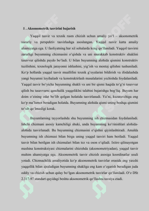 Standart qiyshiq burchakli aksonometrik proeksiyalar (qiyshiq burchakli izometriya, qiyshiq burchakli dimetriya). 2