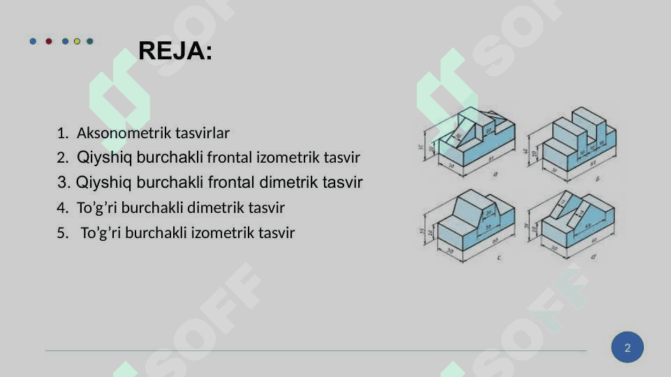 STANDART QIYSHIQ BURCHAKLI       AKSONOMETRIK  PROEKSIYALAR ppx 2