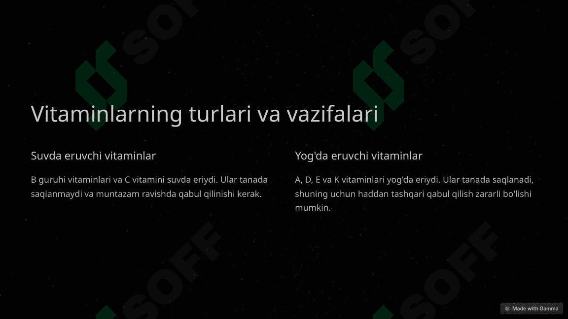 Vitaminlar: Sog'ligimiz uchun zarur elementlar 2