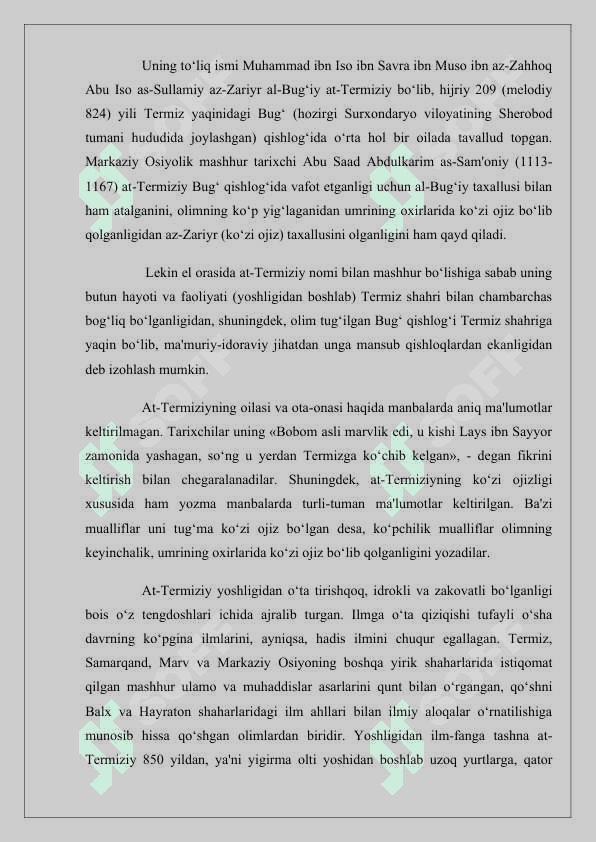 At-Termiziyning  “Ash–SHamoil  an–nabaviya”  asari  xususida ma’lumotnoma yozish 3