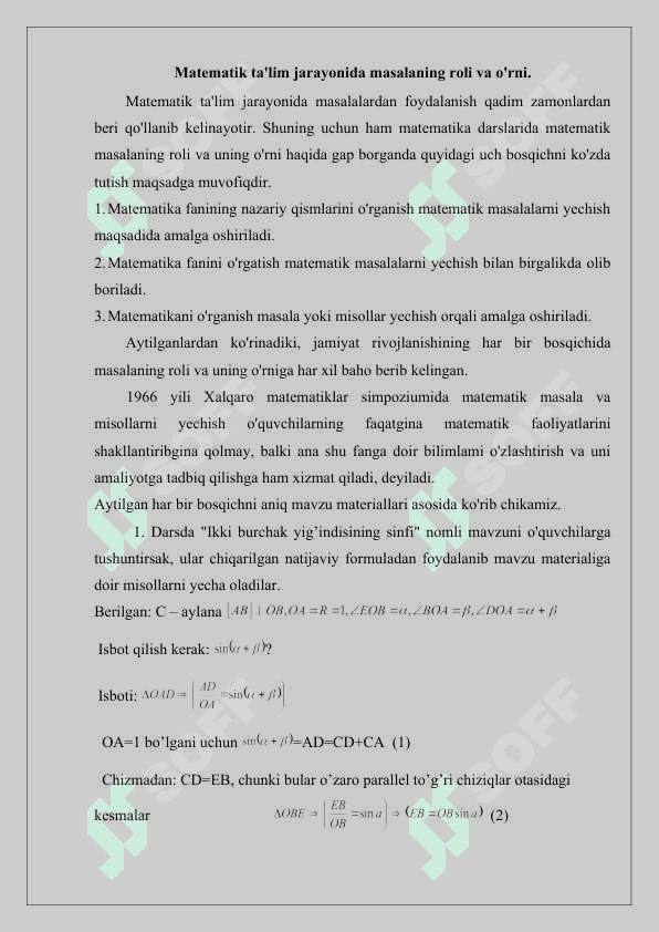 MASALANI FORMALLASH 2